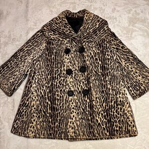 Vintage 1950s Faux Leopard Print Swing Coat – ILGWU Union Made – Small
